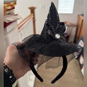Black Sequin Witch Hat Headband